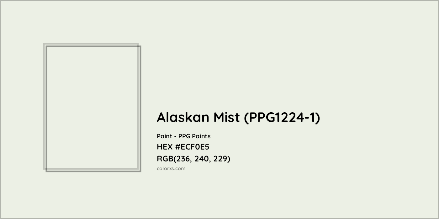 HEX #ECF0E5 Alaskan Mist (PPG1224-1) Paint PPG Paints - Color Code