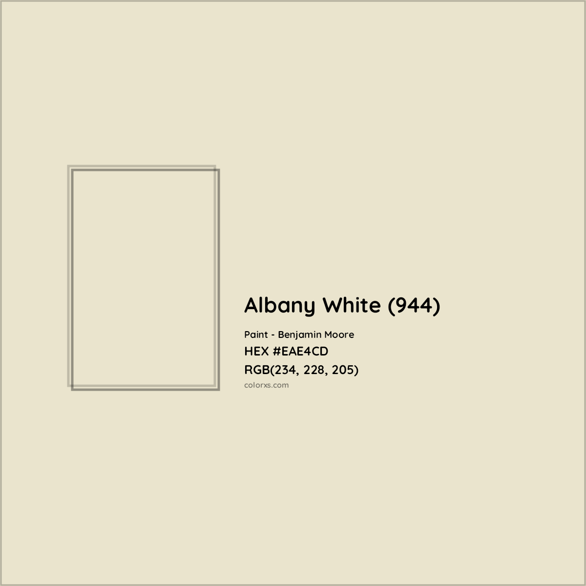 HEX #EAE4CD Albany White (944) Paint Benjamin Moore - Color Code