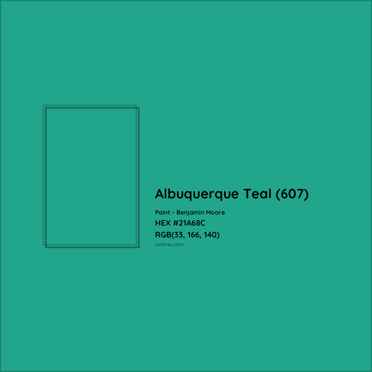 HEX #21A68C Albuquerque Teal (607) Paint Benjamin Moore - Color Code