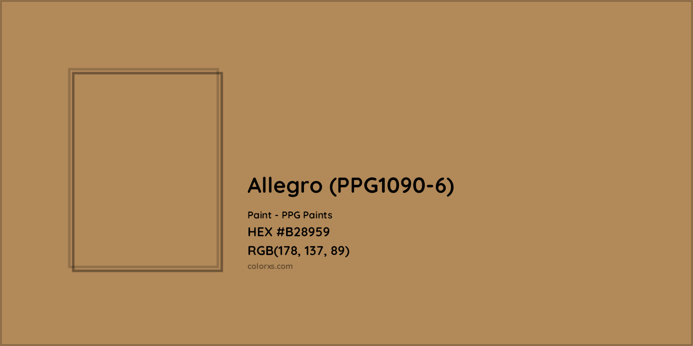 HEX #B28959 Allegro (PPG1090-6) Paint PPG Paints - Color Code