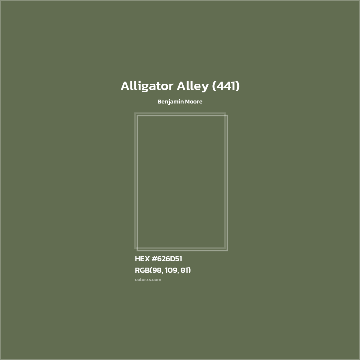 HEX #626D51 Alligator Alley (441) Paint Benjamin Moore - Color Code