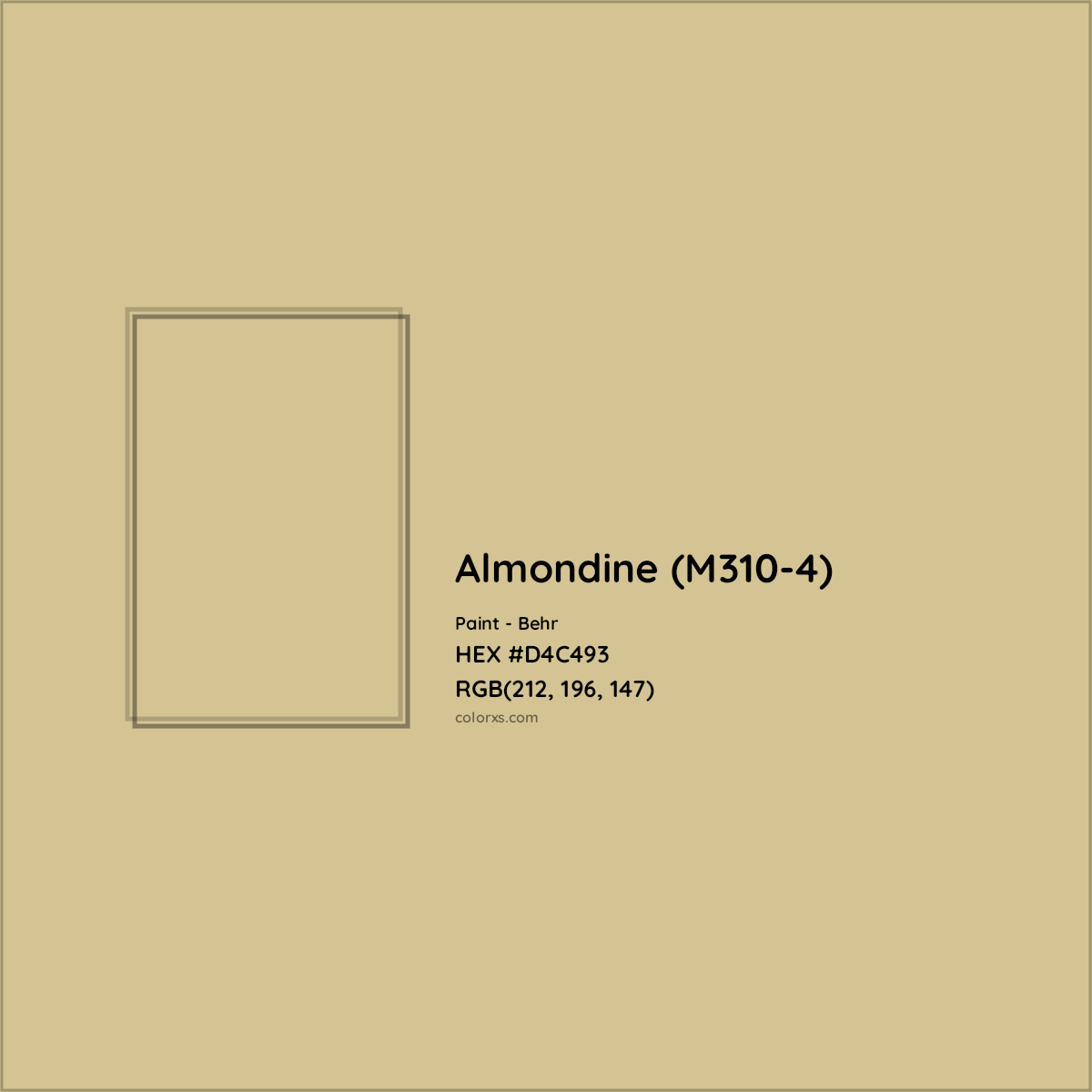 HEX #D4C493 Almondine (M310-4) Paint Behr - Color Code