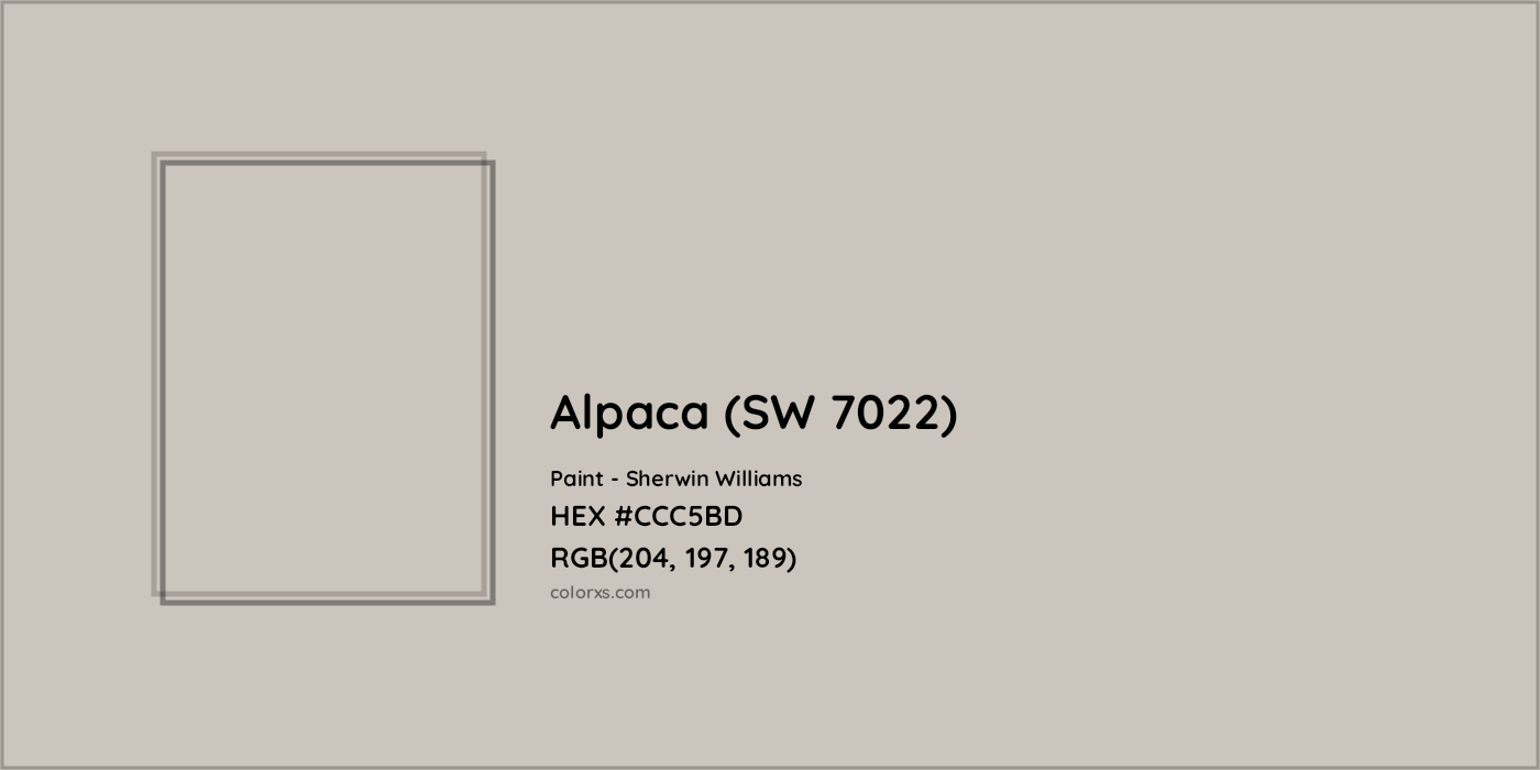 HEX #CCC5BD Alpaca (SW 7022) Paint Sherwin Williams - Color Code