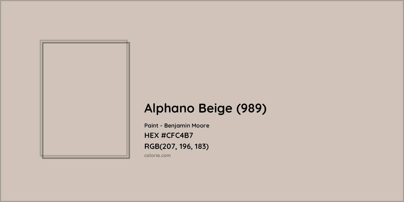 HEX #CFC4B7 Alphano Beige (989) Paint Benjamin Moore - Color Code