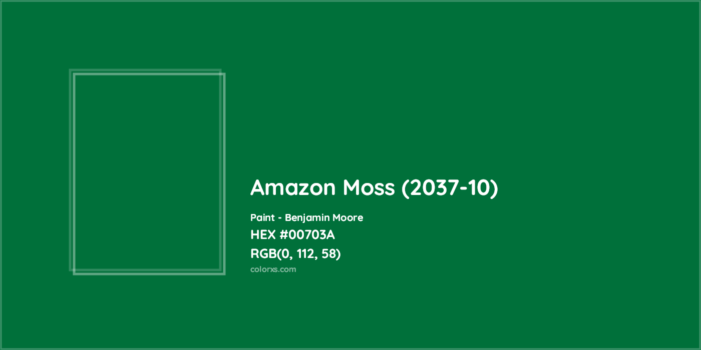 HEX #00703A Amazon Moss (2037-10) Paint Benjamin Moore - Color Code