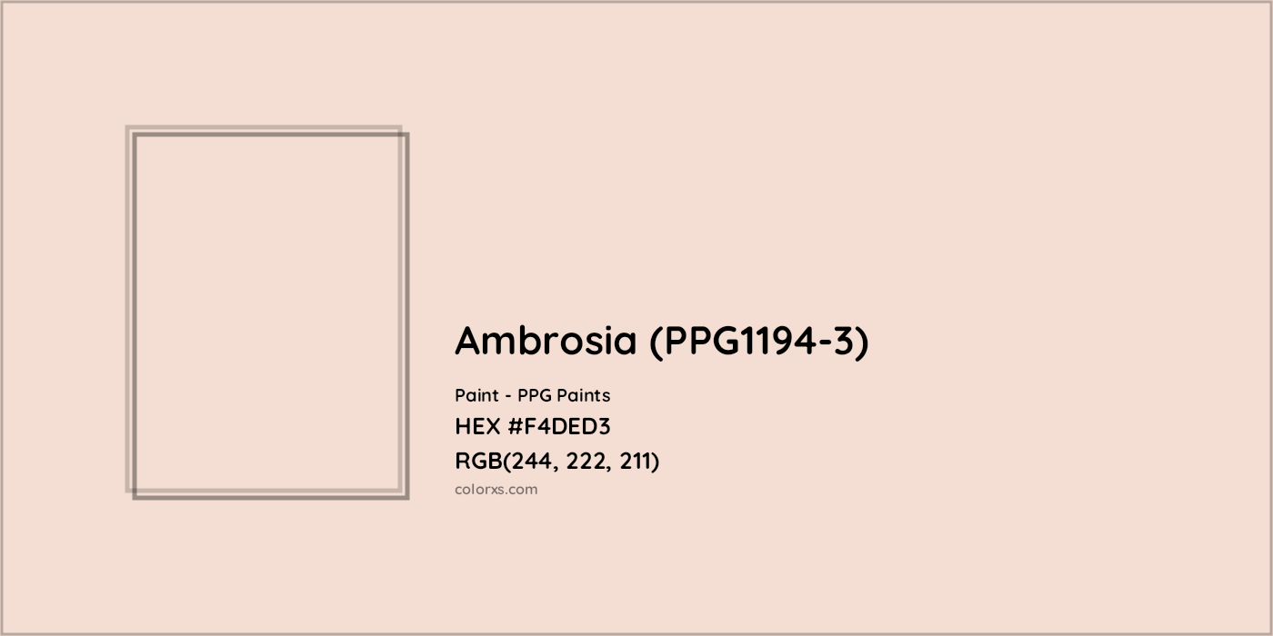 HEX #F4DED3 Ambrosia (PPG1194-3) Paint PPG Paints - Color Code
