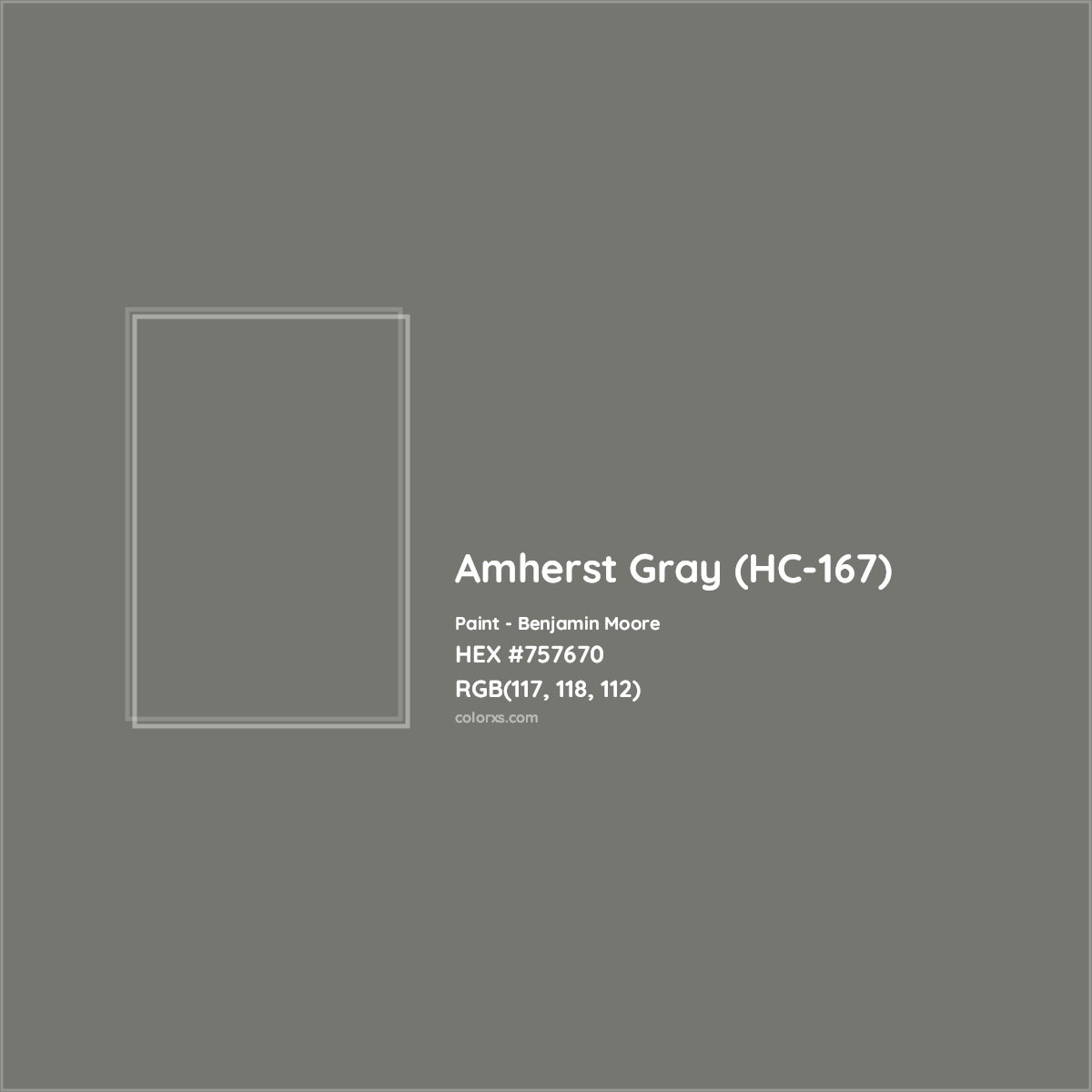 HEX #757670 Amherst Gray (HC-167) Paint Benjamin Moore - Color Code