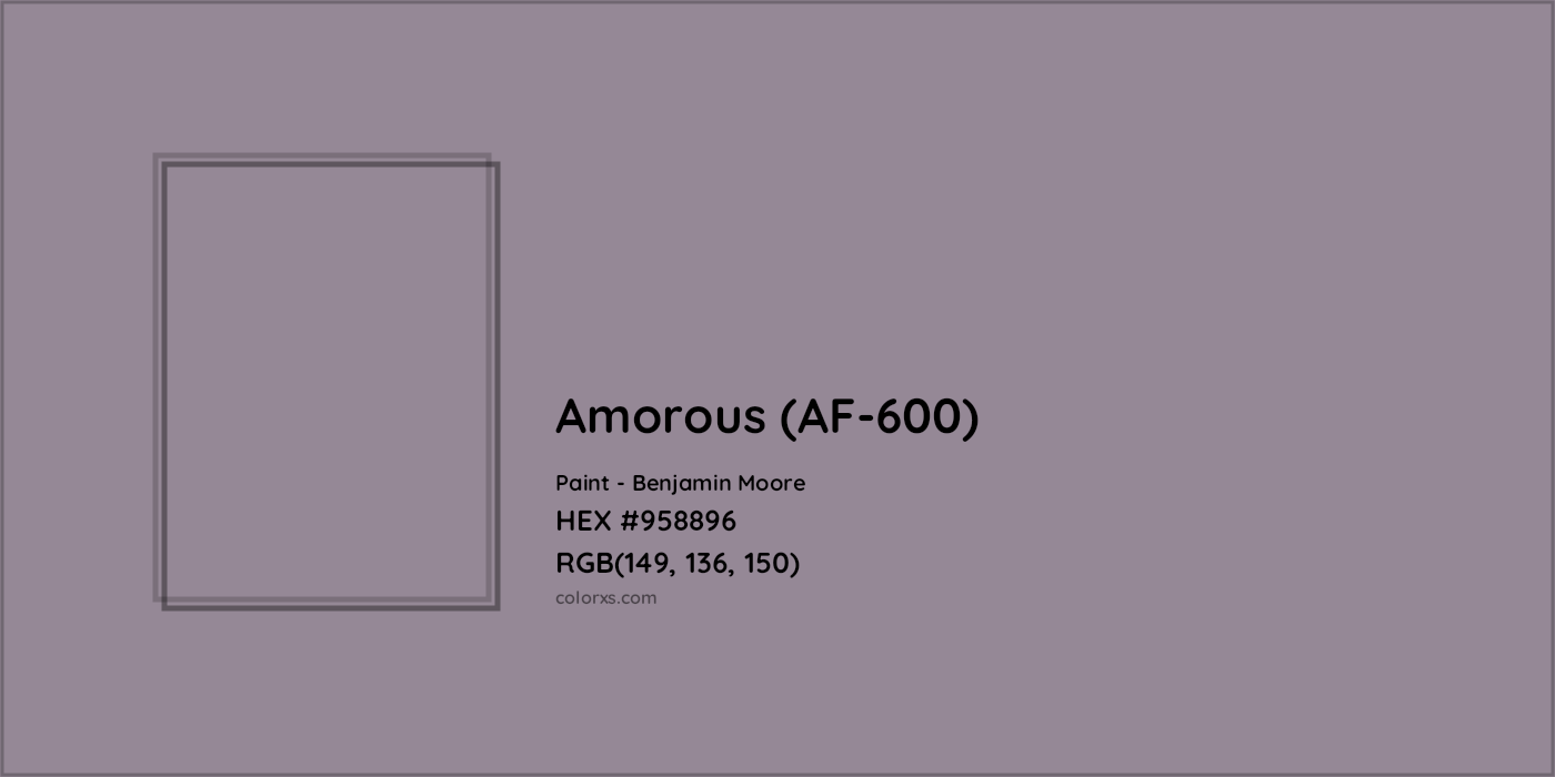 HEX #958896 Amorous (AF-600) Paint Benjamin Moore - Color Code
