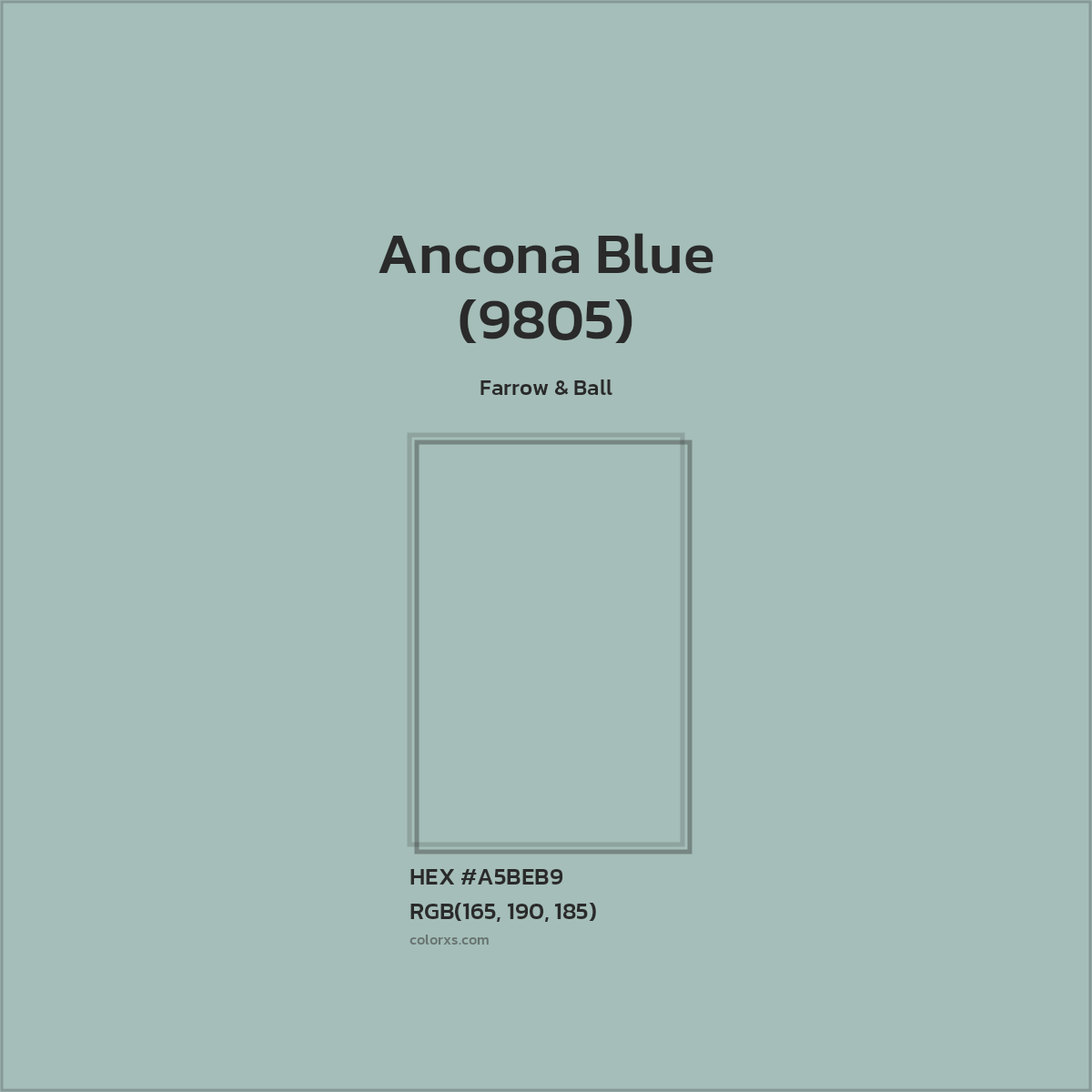HEX #A5BEB9 Ancona Blue (9805) Paint Farrow & Ball - Color Code