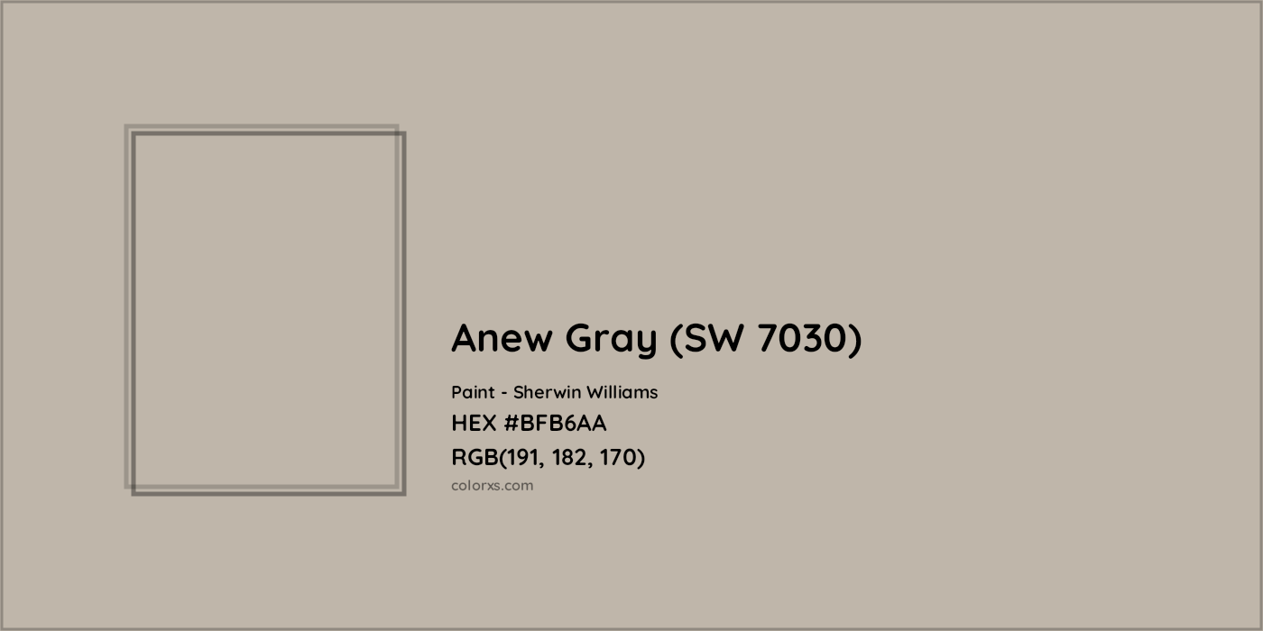 HEX #BFB6AA Anew Gray (SW 7030) Paint Sherwin Williams - Color Code