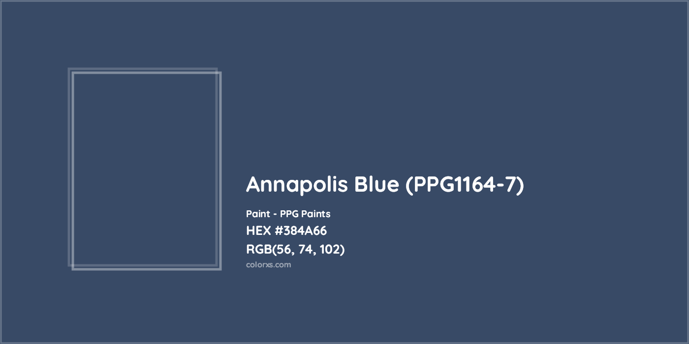 HEX #384A66 Annapolis Blue (PPG1164-7) Paint PPG Paints - Color Code