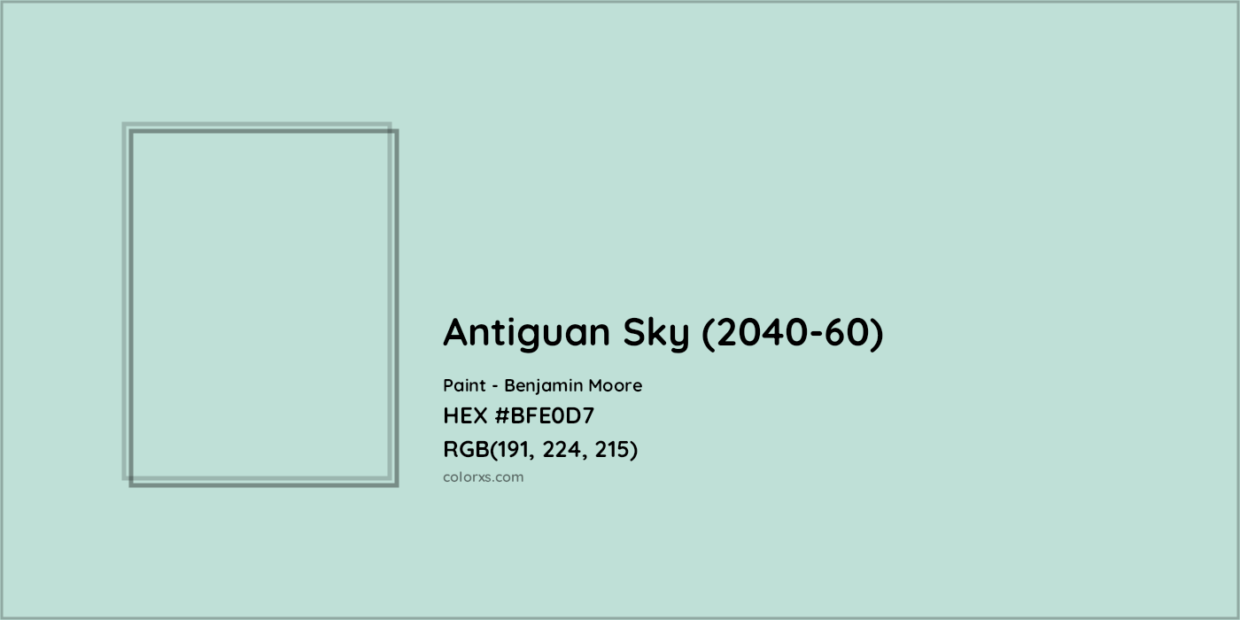 HEX #BFE0D7 Antiguan Sky (2040-60) Paint Benjamin Moore - Color Code