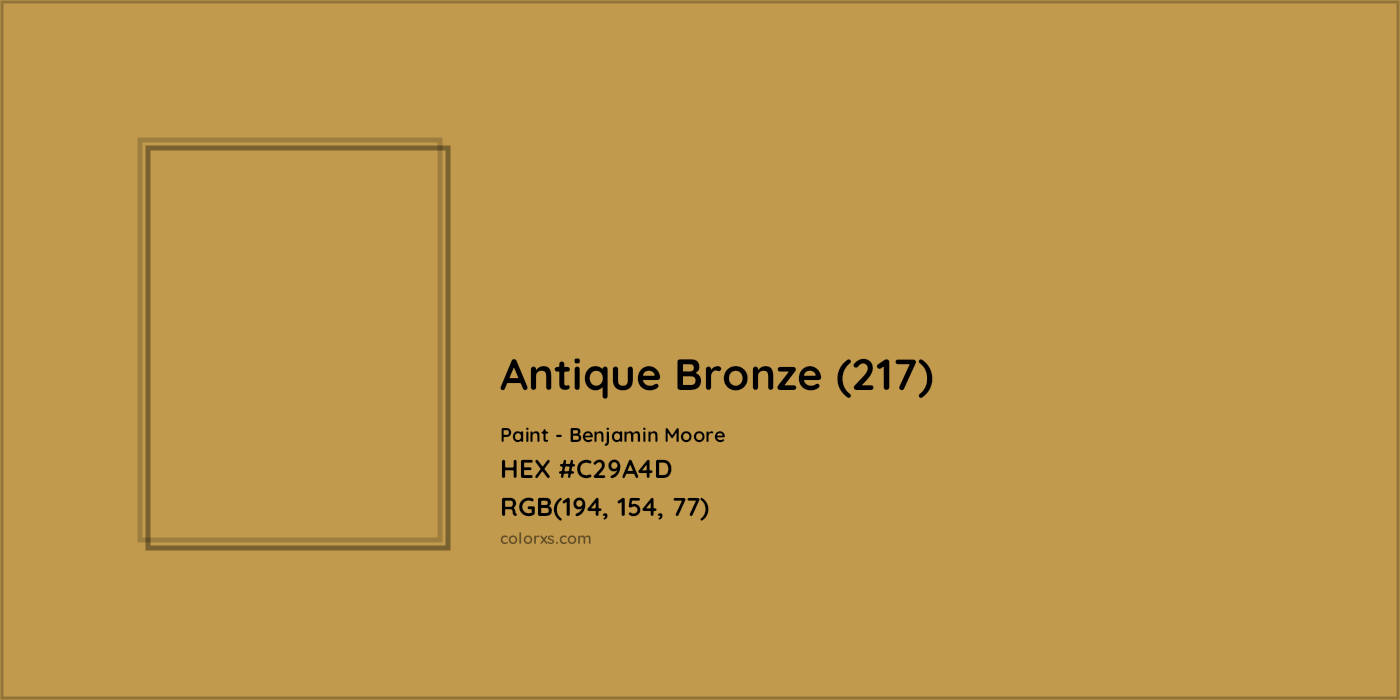 HEX #C29A4D Antique Bronze (217) Paint Benjamin Moore - Color Code