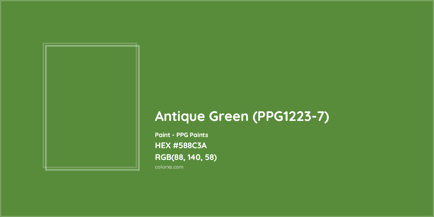 HEX #588C3A Antique Green (PPG1223-7) Paint PPG Paints - Color Code
