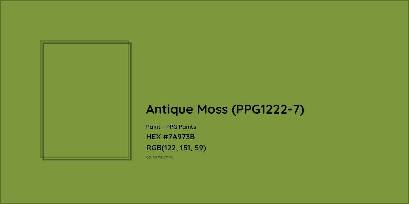 HEX #7A973B Antique Moss (PPG1222-7) Paint PPG Paints - Color Code