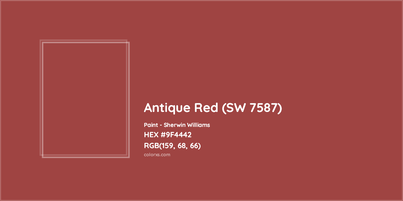 HEX #9F4442 Antique Red (SW 7587) Paint Sherwin Williams - Color Code