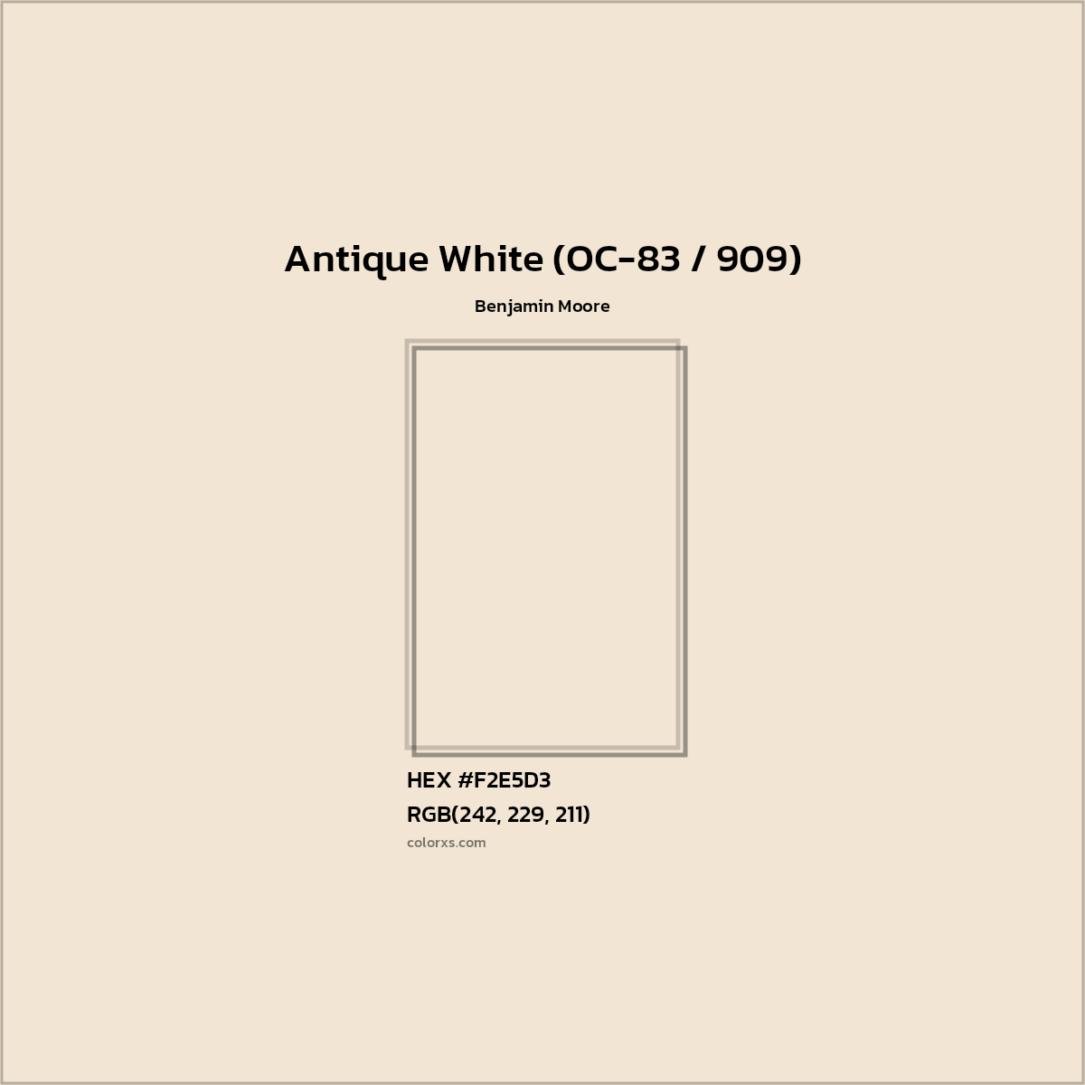 HEX #F2E5D3 Antique White (909) Paint Benjamin Moore - Color Code