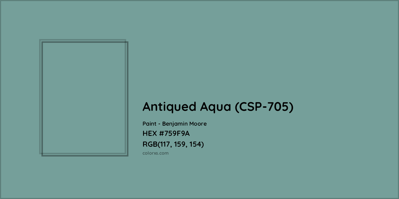 HEX #759F9A Antiqued Aqua (CSP-705) Paint Benjamin Moore - Color Code
