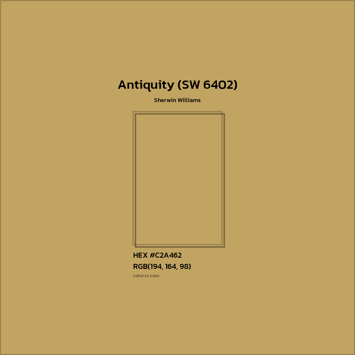 HEX #C2A462 Antiquity (SW 6402) Paint Sherwin Williams - Color Code