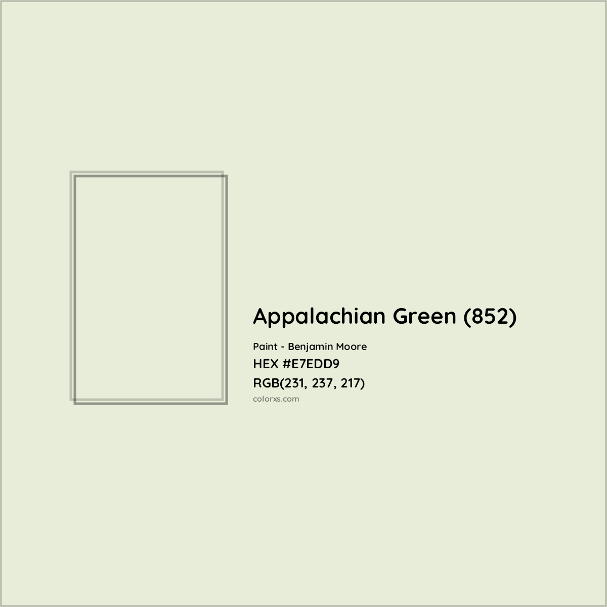 HEX #E7EDD9 Appalachian Green (852) Paint Benjamin Moore - Color Code