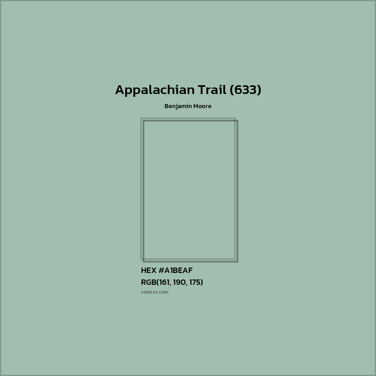 HEX #A1BEAF Appalachian Trail (633) Paint Benjamin Moore - Color Code