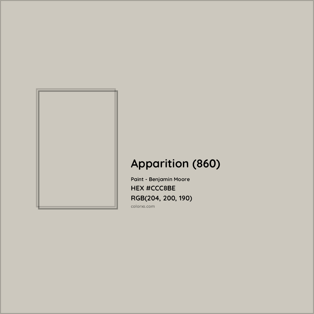 HEX #CCC8BE Apparition (860) Paint Benjamin Moore - Color Code