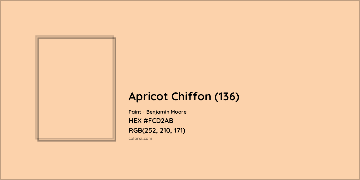 HEX #FCD2AB Apricot Chiffon (136) Paint Benjamin Moore - Color Code