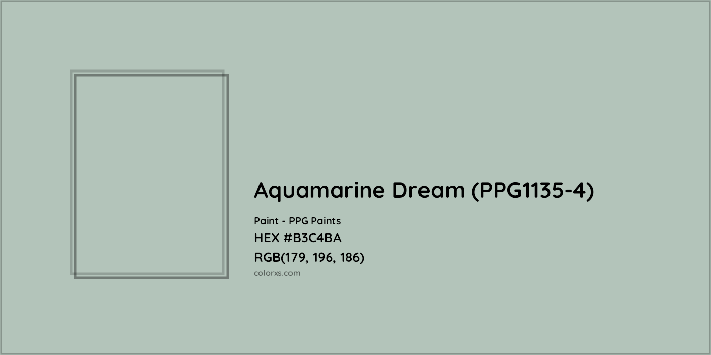 HEX #B3C4BA Aquamarine Dream (PPG1135-4) Paint PPG Paints - Color Code