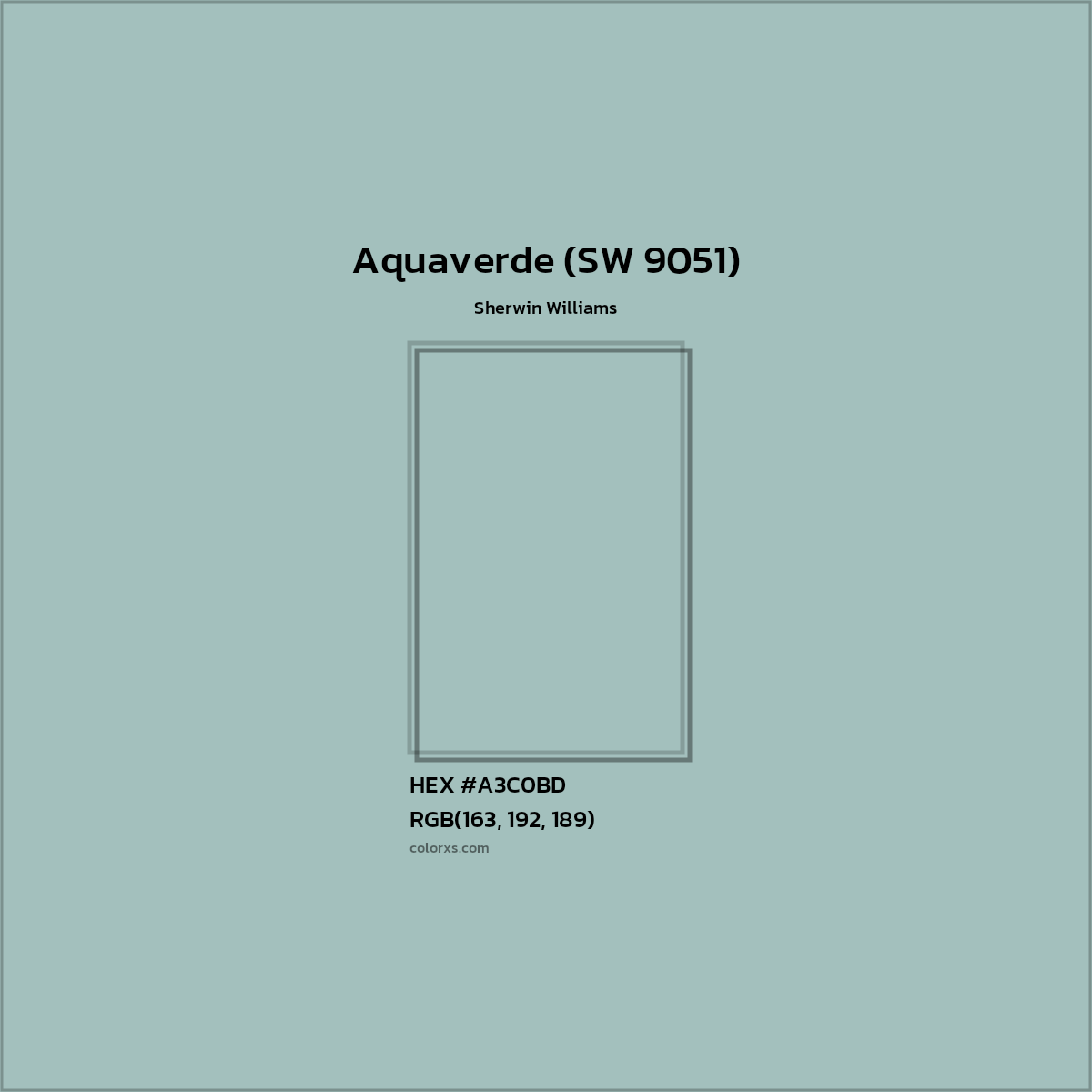 HEX #A3C0BD Aquaverde (SW 9051) Paint Sherwin Williams - Color Code