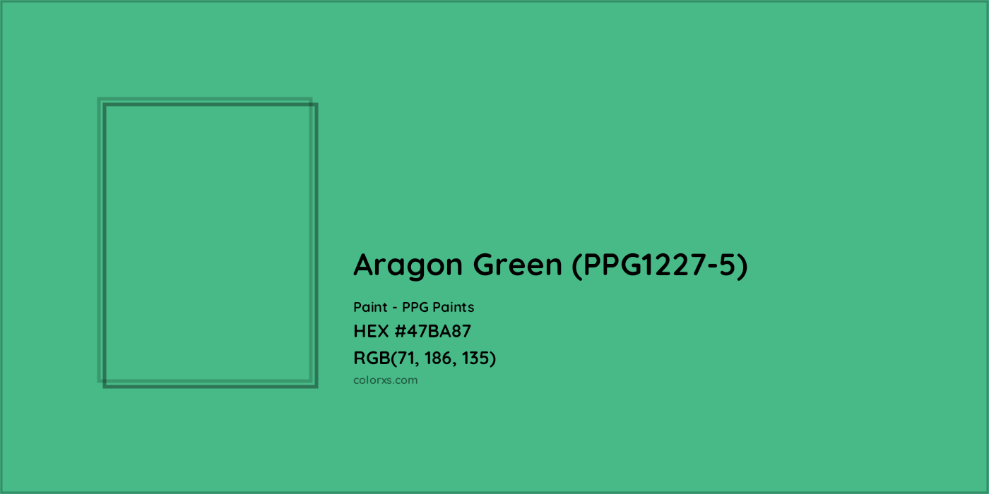 HEX #47BA87 Aragon Green (PPG1227-5) Paint PPG Paints - Color Code