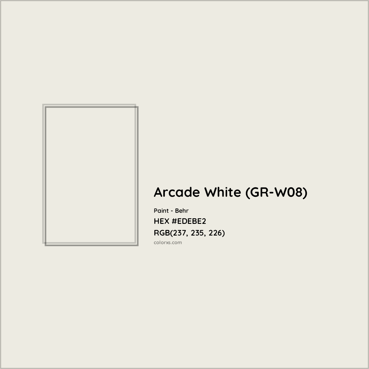 HEX #EDEBE2 Arcade White (GR-W08) Paint Behr - Color Code