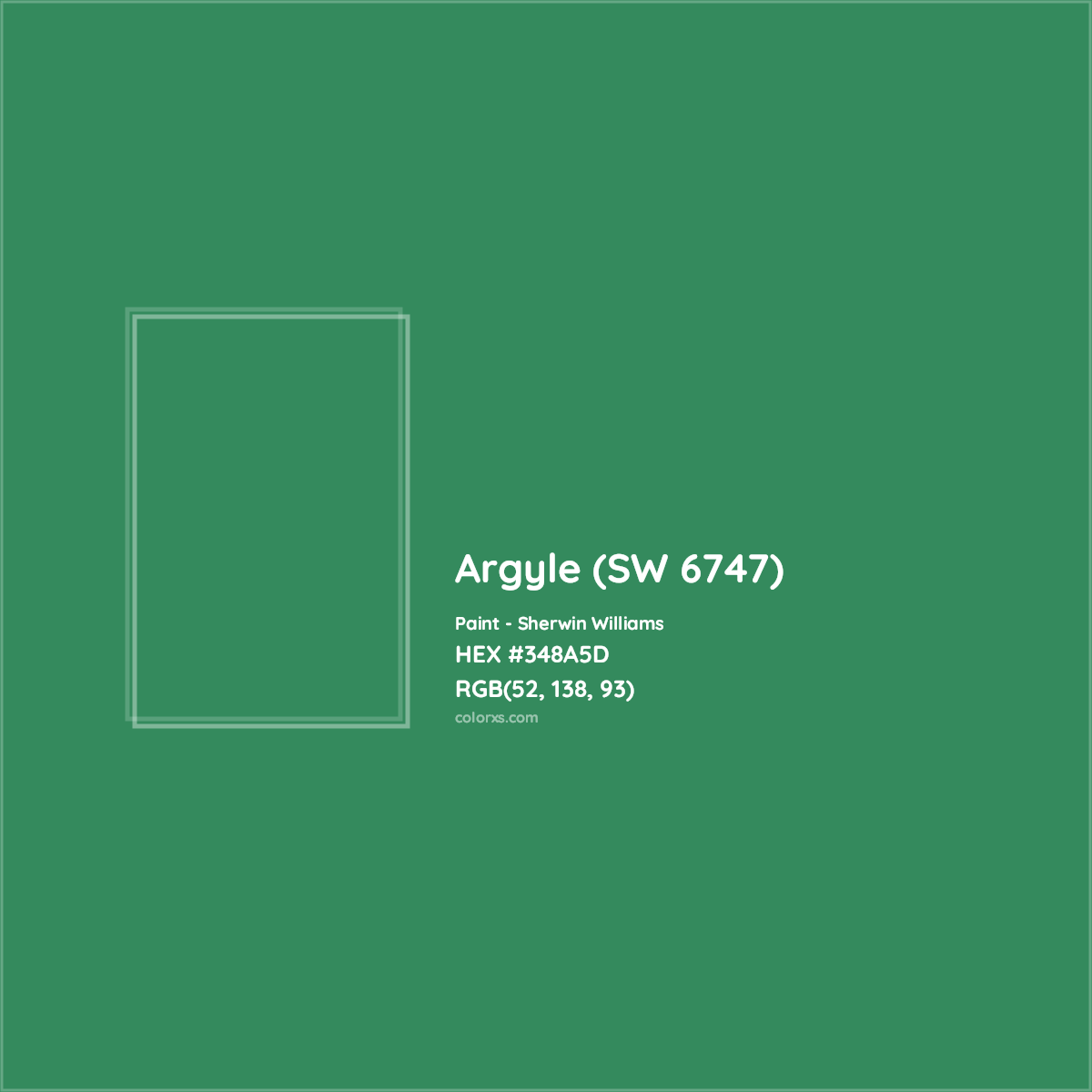 HEX #348A5D Argyle (SW 6747) Paint Sherwin Williams - Color Code