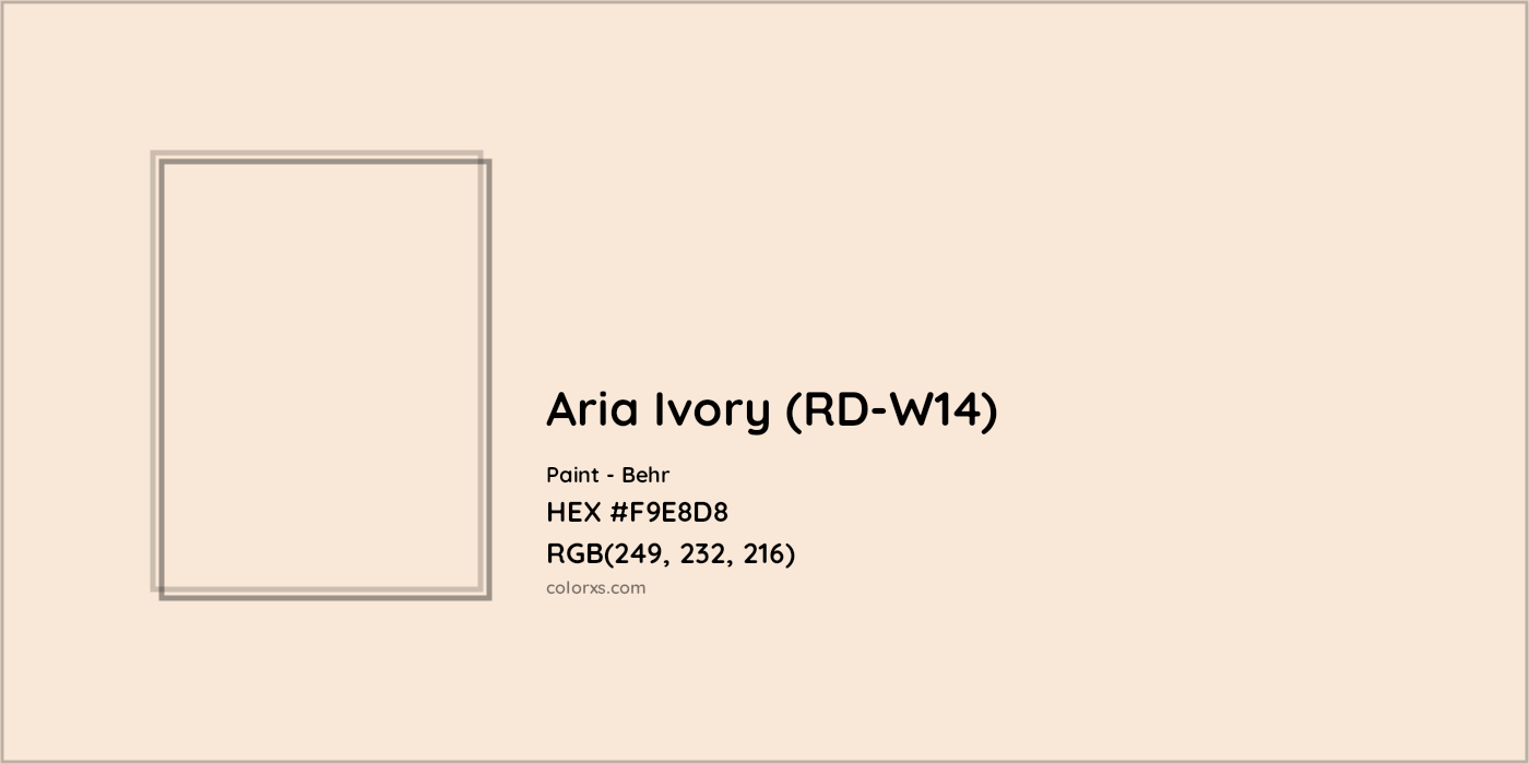 HEX #F9E8D8 Aria Ivory (RD-W14) Paint Behr - Color Code