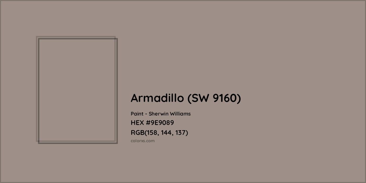 HEX #9E9089 Armadillo (SW 9160) Paint Sherwin Williams - Color Code