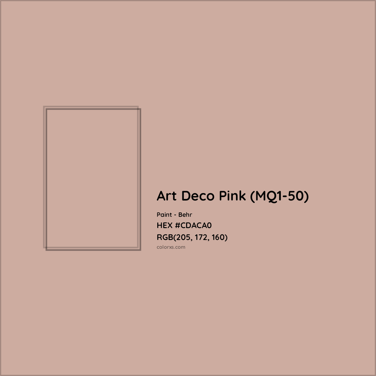 HEX #CDACA0 Art Deco Pink (MQ1-50) Paint Behr - Color Code