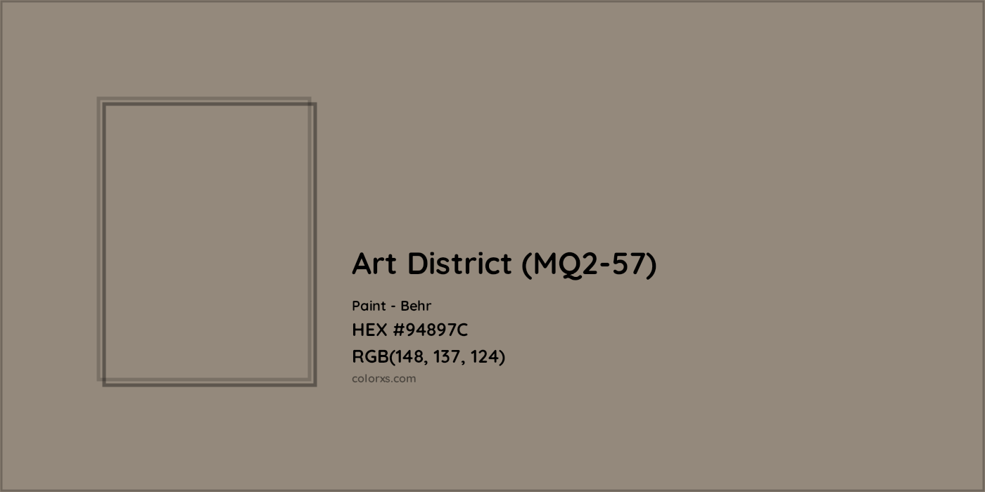HEX #94897C Art District (MQ2-57) Paint Behr - Color Code