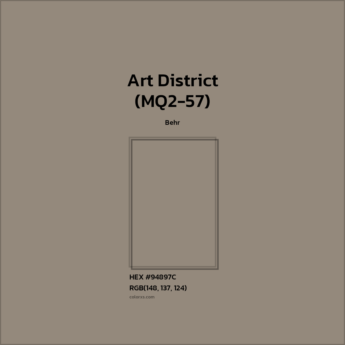 HEX #94897C Art District (MQ2-57) Paint Behr - Color Code