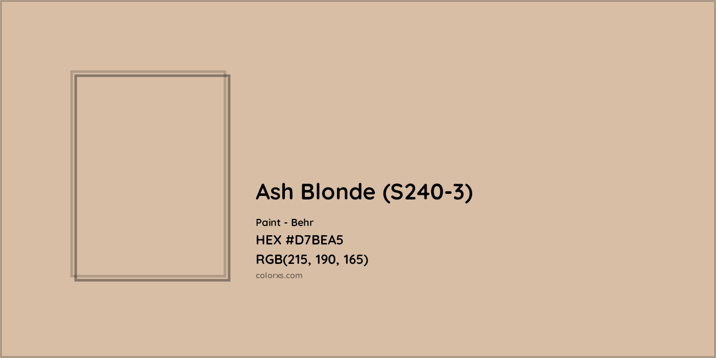 HEX #D7BEA5 Ash Blonde (S240-3) Paint Behr - Color Code