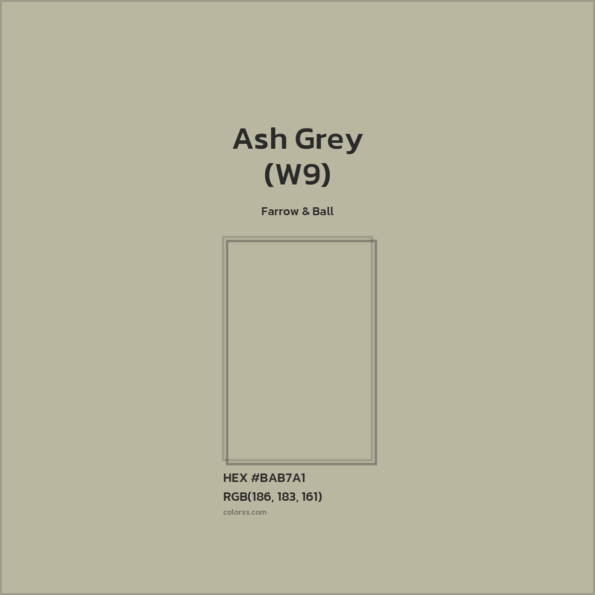 HEX #BAB7A1 Ash Grey (W9) Paint Farrow & Ball - Color Code