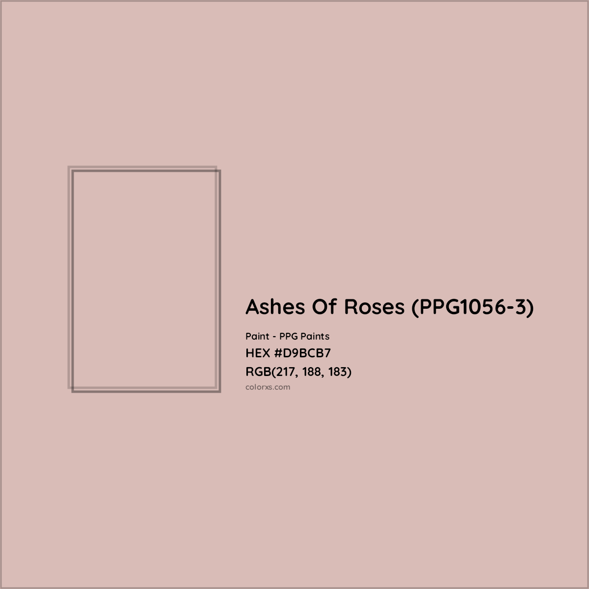 HEX #D9BCB7 Ashes Of Roses (PPG1056-3) Paint PPG Paints - Color Code