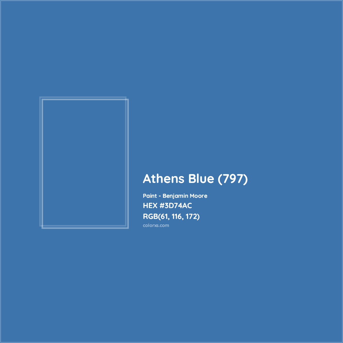 HEX #3D74AC Athens Blue (797) Paint Benjamin Moore - Color Code