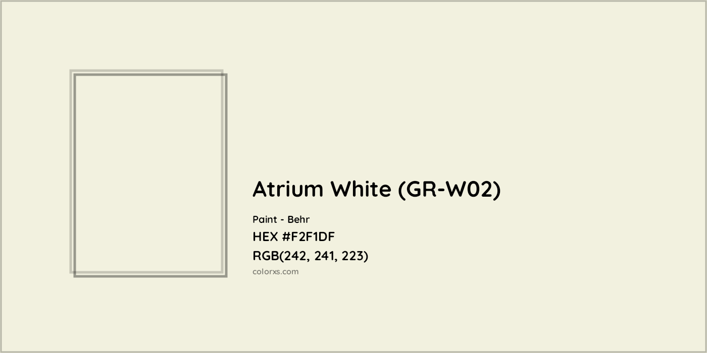 HEX #F2F1DF Atrium White (GR-W02) Paint Behr - Color Code