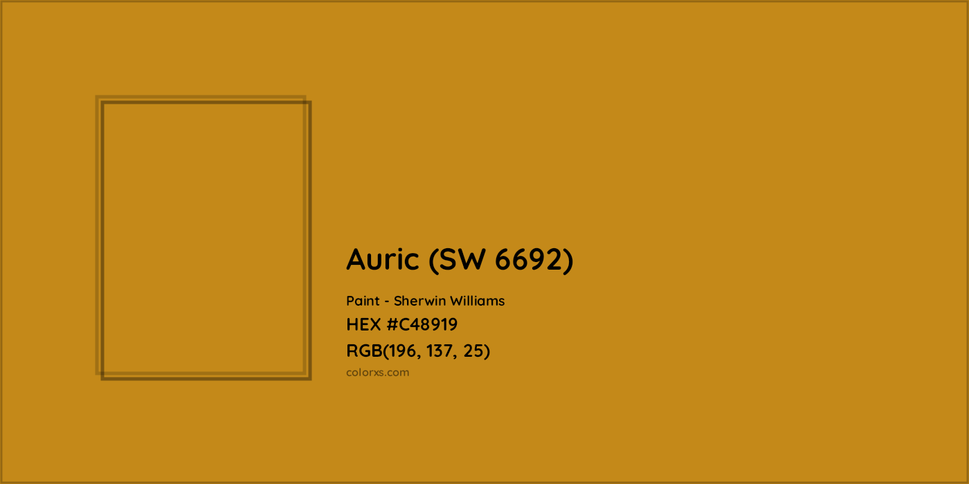 HEX #C48919 Auric (SW 6692) Paint Sherwin Williams - Color Code