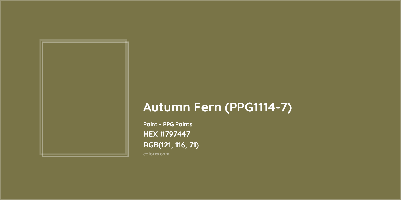 HEX #797447 Autumn Fern (PPG1114-7) Paint PPG Paints - Color Code