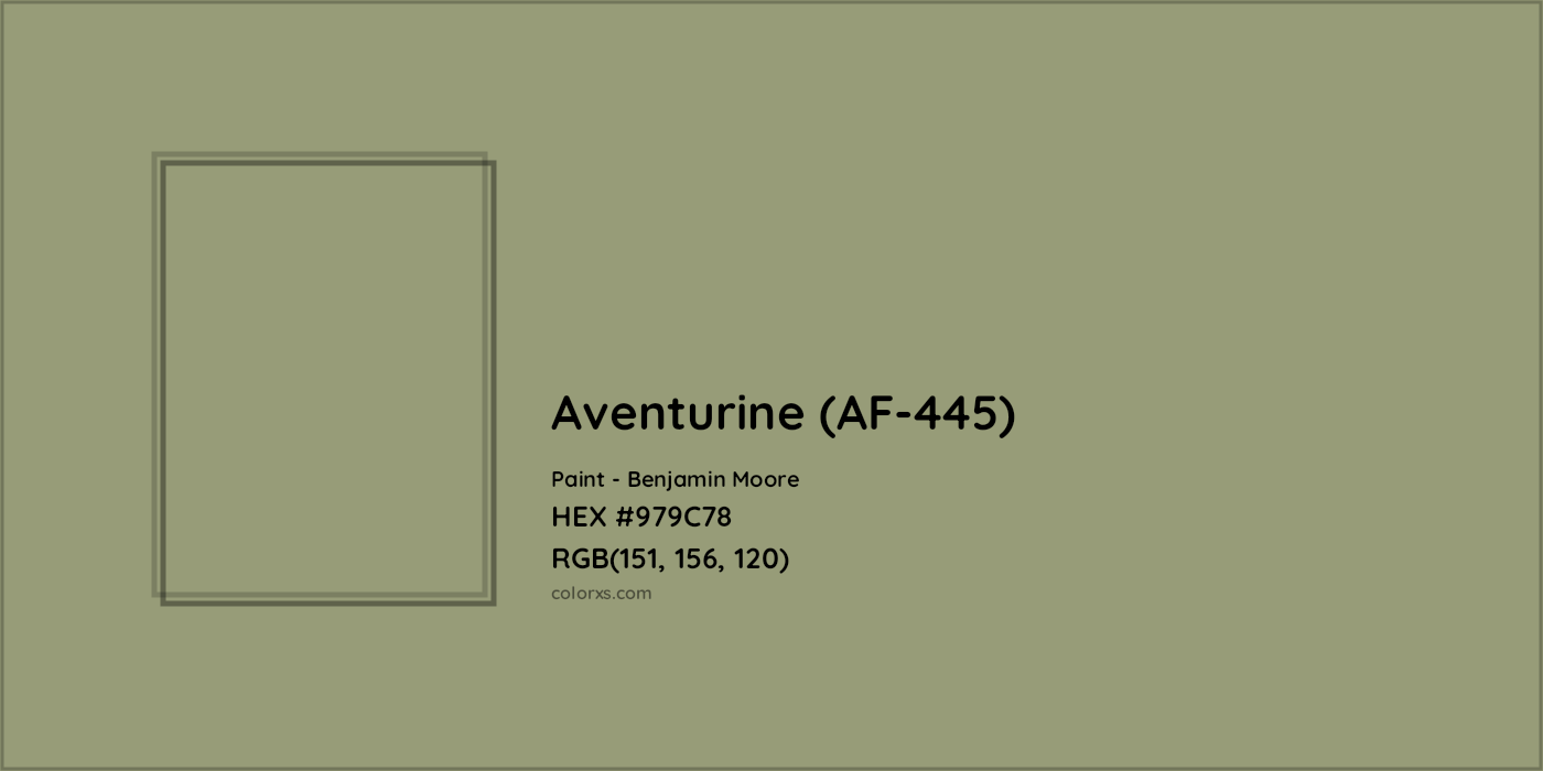 HEX #979C78 Aventurine (AF-445) Paint Benjamin Moore - Color Code