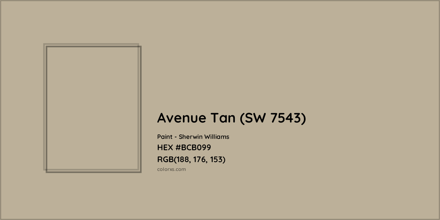 HEX #BCB099 Avenue Tan (SW 7543) Paint Sherwin Williams - Color Code