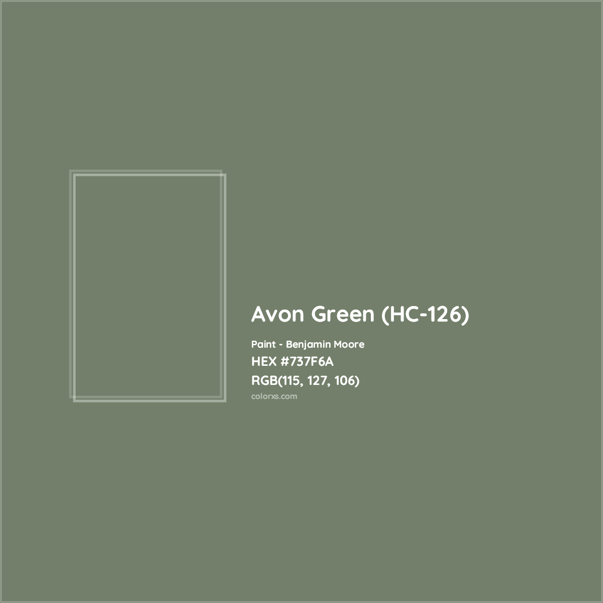 HEX #737F6A Avon Green (HC-126) Paint Benjamin Moore - Color Code