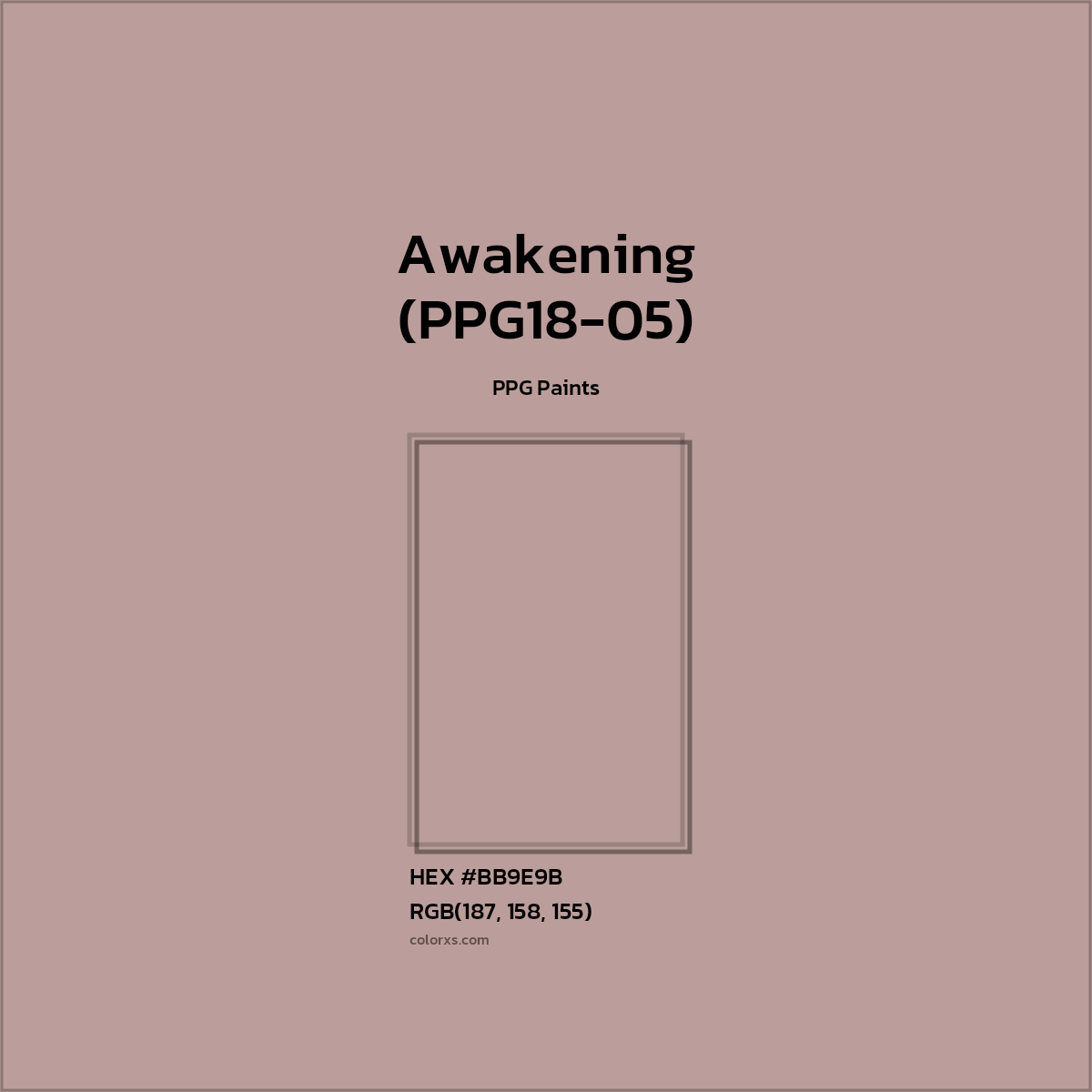 HEX #BB9E9B Awakening (PPG18-05) Paint PPG Paints - Color Code