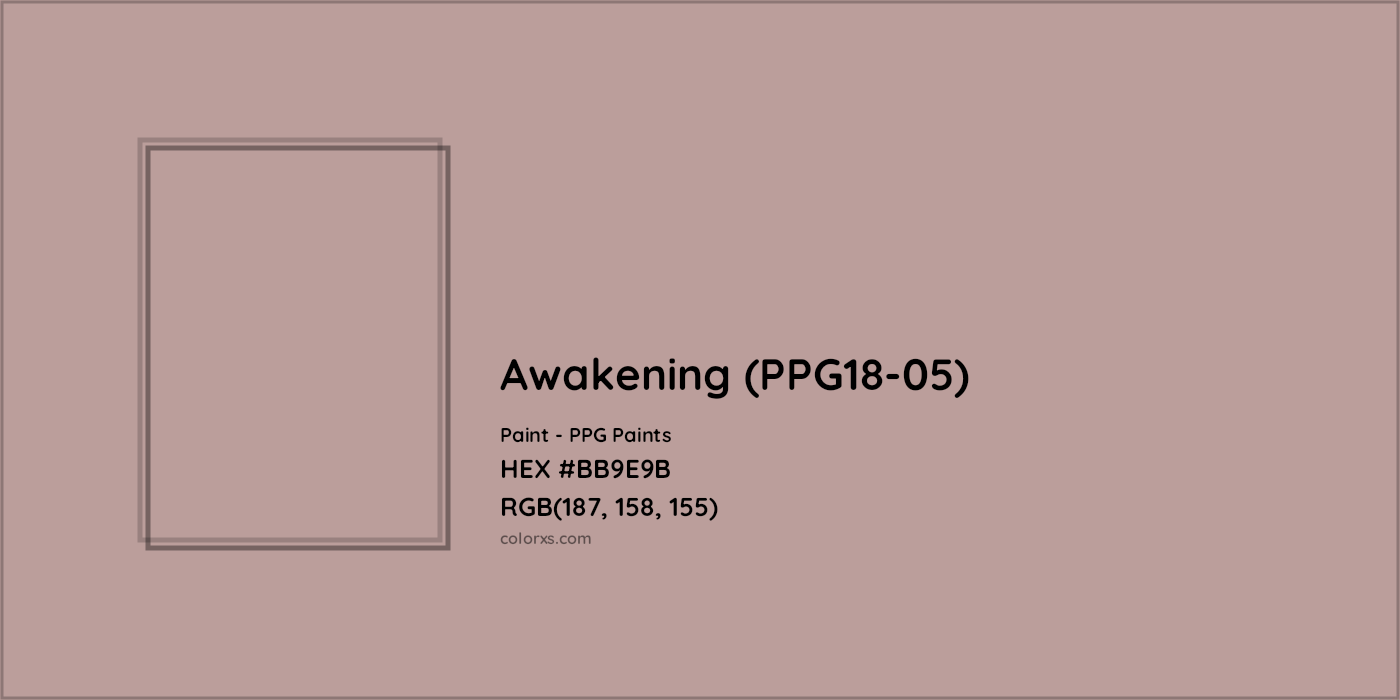 HEX #BB9E9B Awakening (PPG18-05) Paint PPG Paints - Color Code