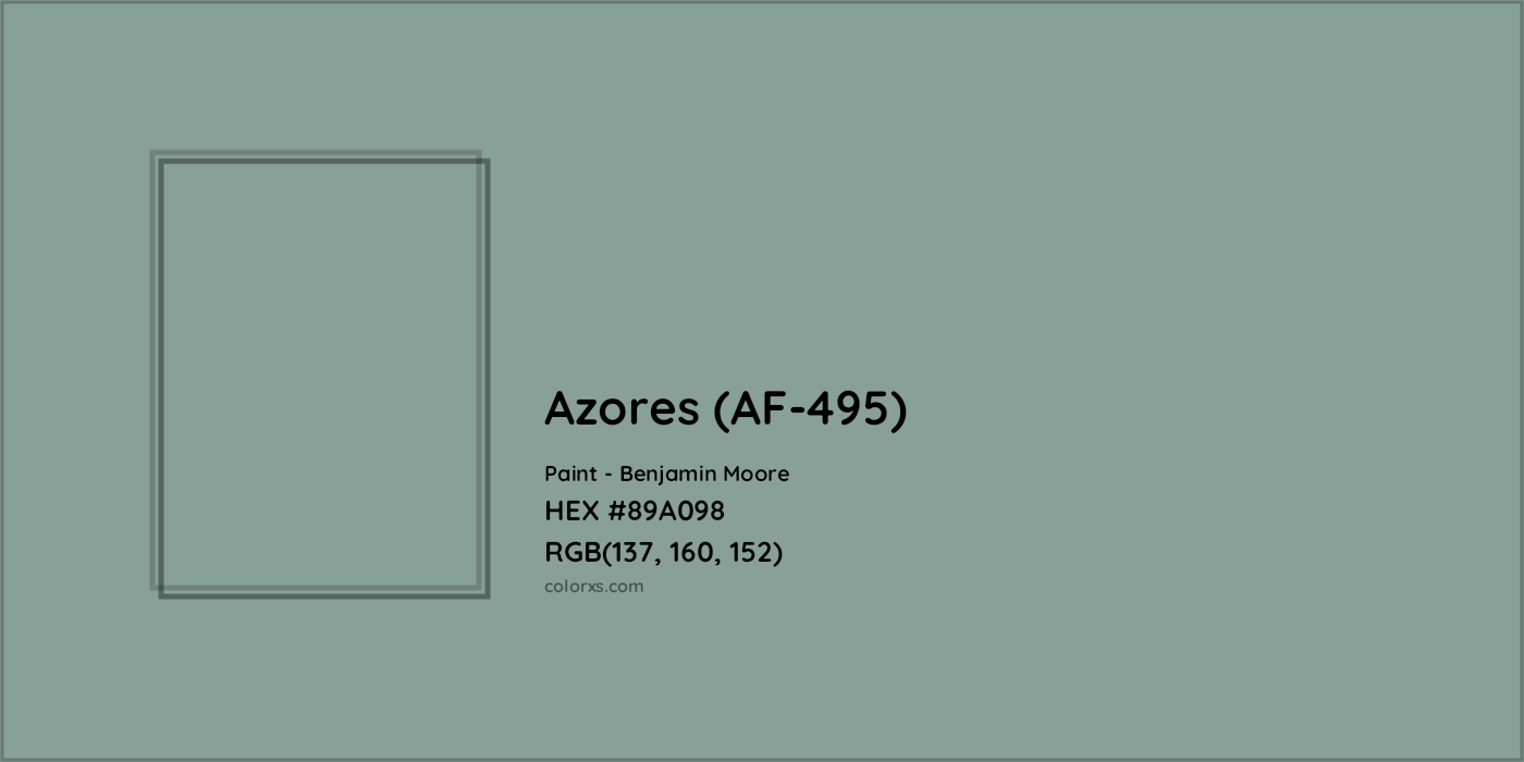 HEX #89A098 Azores (AF-495) Paint Benjamin Moore - Color Code